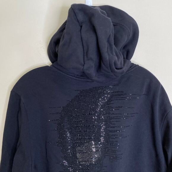 Philipp Plein Crystal Rhinestone Half Skull Hoodie *Black* Sz XL - Picture 5 of 14